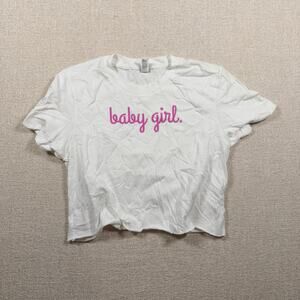 women's babygirl cropped small white tee t-shirt pink barbie S unreleased mini